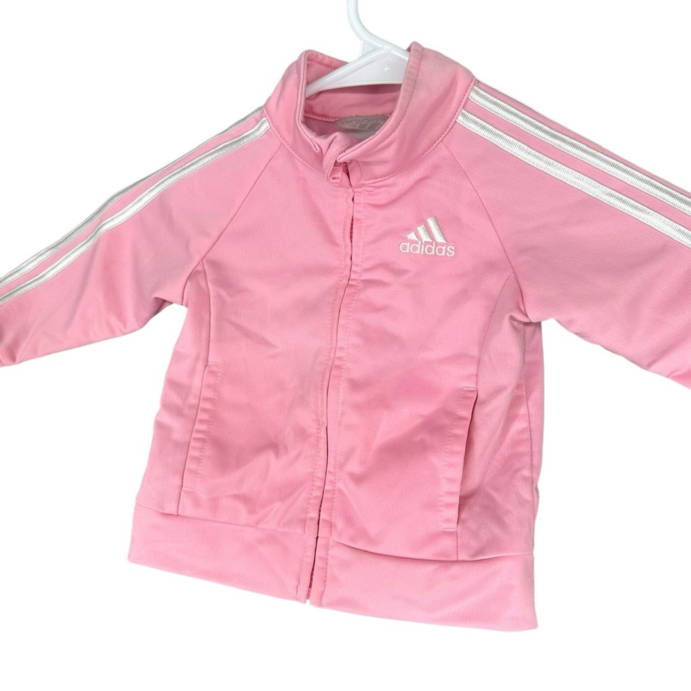 Adidas‎ Girls Baby 9 Months Pink Track Suit Jacket Pants Active Sports Stripes - Picture 3 of 13